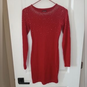 Red Sequin Embellished Mini Dress